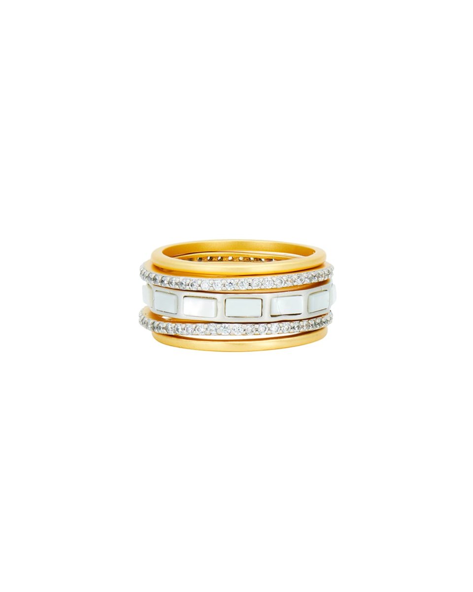 Iridescent Stack Rings, Set of 5, Size 6-8